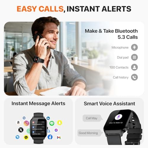 Smart Watch for Women Men,(Answer/Make Call) 1.83'' HD Fitness Activity Tracker Smartwatch for Android iPhone iOS Compatible,IP68 Waterproof Step Counter Watch with Sleep Monitor/120+ Sports Modes