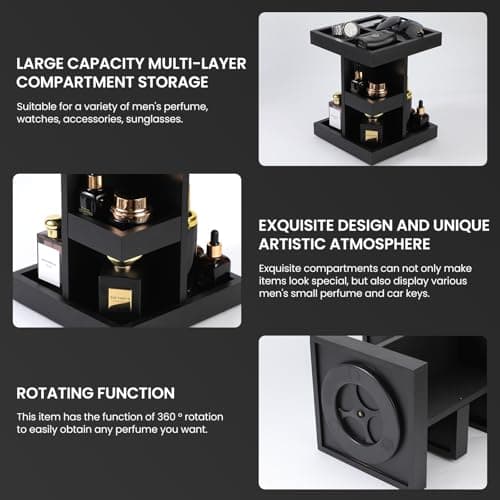 Wooden,Rotating,Perfume Organizer,Anniversary Idea for Husband,Mens Organizer,for Boyfriend,Brother,Dad Birthday Gift for Him EXIN DECHEN Cologne Organizer for Men,Cologne Stand,Birthday Gifts for Men B0F18ZM7JL
