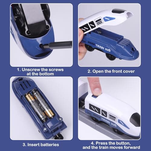 Train Sets for Boys 4-7, Battery Operated Train Set with Tracks(Magnetic Connection), Compatible with Thomas, Brio, Chuggington, Gifts for 3 4 5 6 Years Old (City)