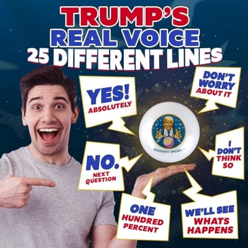 Talking President Predicto - Donald Fortune Teller Ball - Ask Crystal Ball Question & Hear Trump's Real Voice - Makes for Unique Halloween Party Favors & White Elephant Gifts