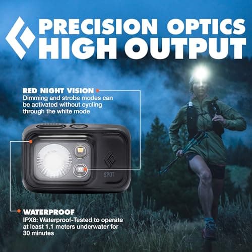 BLACK DIAMOND Spot 400 Headlamp | 400 Lumens Brightness, Dimmable | Waterproof & Durable | 3X AAA Battery Operated (Included) | Graphite