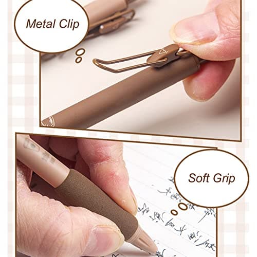 MOZXIRZ 4 Pcs Gel Ink Pens Retractable Pens Cute Pen 0.5mm Ballpoint Pen Office School Supplies for Girls Boys Women Men (Coffee) B0BWV2PMXC