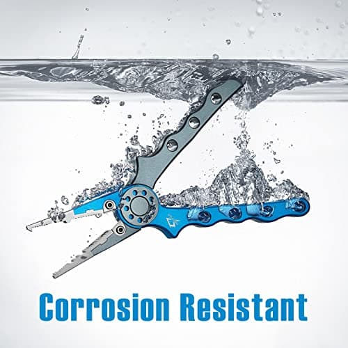 Piscifun Fishing Pliers, Saltwater Fishing Pliers with Split Ring, Fish Hook Remover, Corrosion Resistance Fly Fishing Pliers with Braid Cutters, Sheath and Lanyard, Fishing Gear Gifts for Men