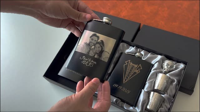 Customized Liquor Flask Gifts for Grandpa Men Him Dad Husband Fathers Day Christmas Groomsman Custom Flask for Men Personalized Engraved Hip Flasks with Photo Text 8 Oz B0FGJRKCB3
