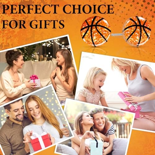 Basketball Earrings for Women Sparkly Basketball Earrings Round Stud Earrings Sport Lover Holiday Party Jewelry for Women