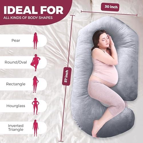 PILLANI Pregnancy Pillows for Sleeping - V C U Shaped 57inch Full Body Pillow with Removable Washable Cover, Cooling Maternity Pillow for Pregnant Women, Support for Back Belly Legs Hip