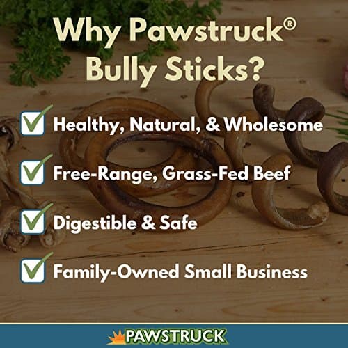 Pawstruck All-Natural 4" Bully Stick Rings for Dogs - Rawhide-Free, 100% Beef, Single Ingredient Dental Chew Bones - Fully Digestible, Low Odor - 10 Count - Packaging May Vary