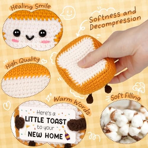 A Little Toast to Your New Home - Mini Handmade Crochet Toast, Funny Housewarming Gifts New Home New Apartment, House Warming Gifts New House for Women Men Friend B0FCB6HYL9