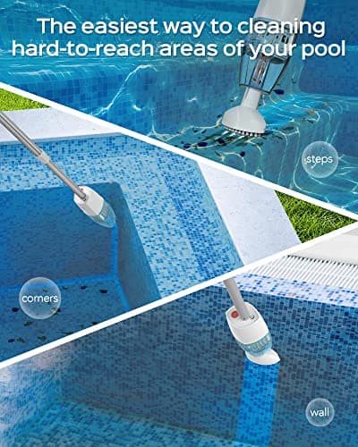 (2025 New) WYBOT Hyson 100 Handheld Pool Vacuum with Two Brush Heads, Cordless Pool Vacuum for Above Ground Pool, Telescopic Pole, 60 Mins Runtime, Deep Cleaning for Spa/Hot Tub/Small Pool