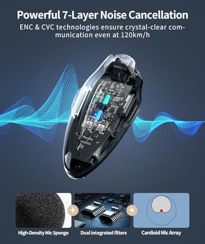 JESIMAIK Motorcycle Helmet Bluetooth Headset, 10-Rider Mesh Helmet Communication System, Anti-Theft Magnet Mount, 23H Battery Life, Glove-Friendly Anti-mistouch Intercom, Music Sharing, Black,(1 Pack)