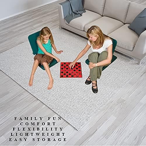Folding BackJack -Made in The USA- Navy Cotton Fabric Lightweight Floor Seating Chair for Gaming, Families, Parents, Daycare, Back Support, Reading, Yoga, Meditation, Dorm, School
