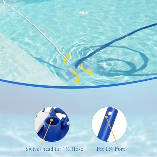 Zhengjiake Pool Vacuum Head with Wheels,14" Heavy Duty Head, Pool Cleaner Vac Head, Flexible Swimming Pool Vacuum Head with Swivel