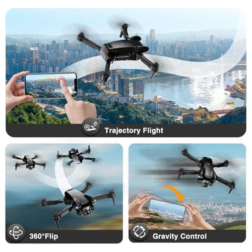 Drone with Camera 1080P HD,Mini Drone for Beginners Kids Adults,Foldable RC Quadcopter with Stable Hover,Trajectory Flight,One Key Take Off/Land,2 Batteries,Toys for Boys and Girls（Black)