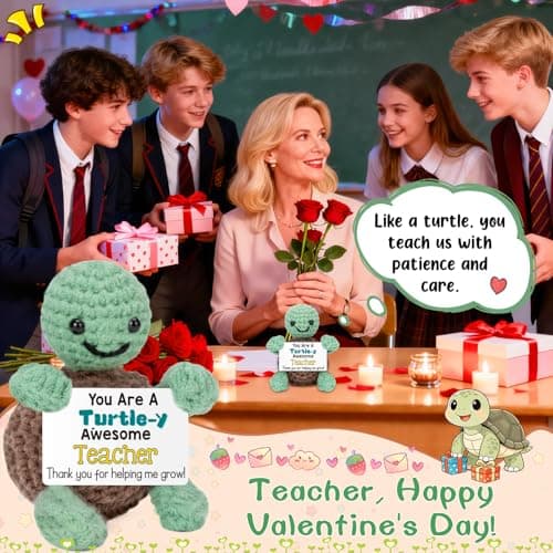 Mini Funny Turtle Teacher Valentine Day Gift for Women Men, End of Year Thank You Teacher Appreciation Gifts Ideas In Bulk, Personalized Cool Small Cute Stuff Things, Daycare Music Teachers Must Have