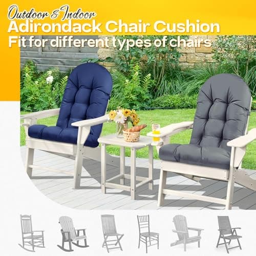 MAGIC ELEPHANT Adirondack Chair Cushion, Memory Foam Outdoor Chair Cushion, Water-Repellent Thick High Back Patio Rocking Chair Pad Seat Cushion Replacement (Gray)