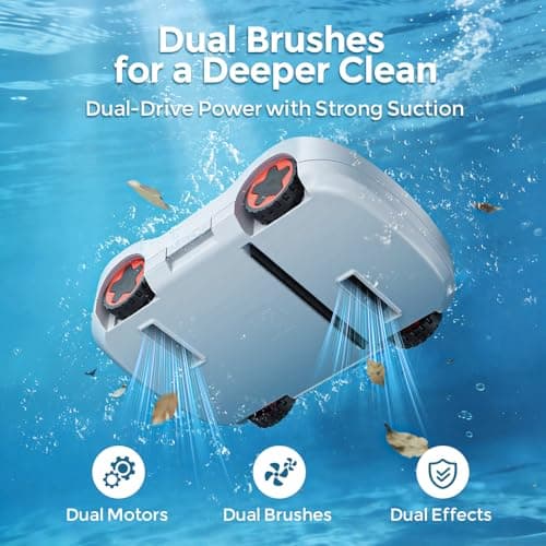 C5 Cordless Robotic Pool Cleaner with 180-Min Runtime, 2.7L Large Filter Basket & Self Parking, Pool Vacuum for Above-Ground Flat Pools up to 2200 Sq.Ft