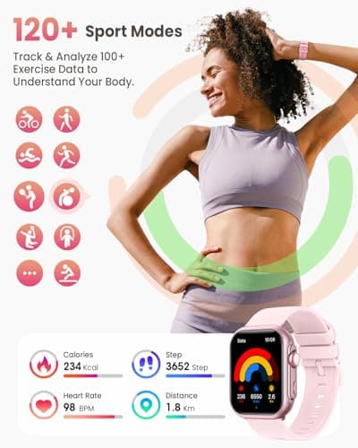 Smart Watch for Women Men Fitness: 1.85" Smart Watch with 30 Days+ Battery Life Make/Recive Call Heart Rate SpO2 Sleep Monitor 120+ Sport IP68 Waterproof Fitness Tracker Watch for iPhone Android