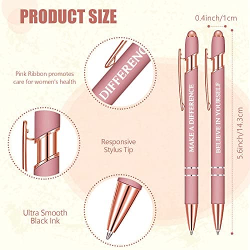 Rose Gold Funny Pens with Stylus Tip & Sayings for Back to School Essentials Home, Office, Teacher Supplies Zonon 12 Pcs Inspirational Pens, Motivational Ballpoint Pen Gifts for Women B0B4T388TH