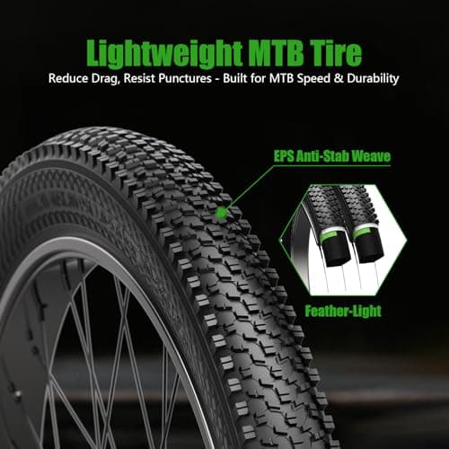 Mountain Bike Tires 24/26x1.95 Inch 2-Pack - Wear-Resistant Foldable Hybrid Tires with 2 Inner Tubes & Levers, Aggressive Tread for Trail, Commuter, Off-Road (24/26x1.95-30TPI)
