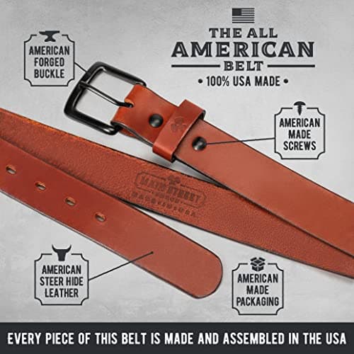Main Street Forge All American Leather Belt | Made in USA | Men's Heavy Duty Work Belt | EDC Belt