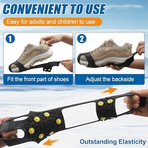 AGOOL Ice Cleats Snow Traction Cleats Crampons for Shoe and Boots Non-Slip Overshoe for Walking on Snow and Ice Rubber Walking Cleats Anti Slip Crampons