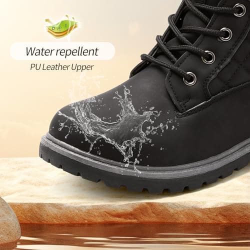 Adokoo Boots for Women Waterproof Fall Winter Ankle Boots Snow Black Combat Boots Lace Up Non Slip for Hiking Work