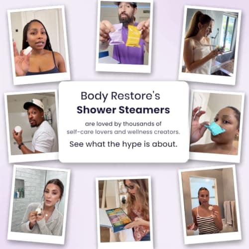 Body Restore Shower Steamers Aromatherapy 6 Pack - Birthday Gifts for Women, Men, Travel Essentials, Stress Relief, Relaxation, Self Care, Bath Bombs - Bloom