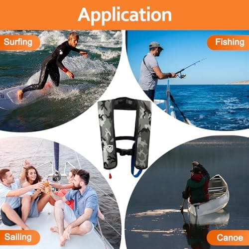 VOGUCCLO Automatic/Manual Inflatable Life Jacket| Inflatable PFD Kayak Vest Adult| Life Vest for Adults| Outdoor Water Sports| Supports up to 330 lbs|33g of Carbon Dioxide Cylinder