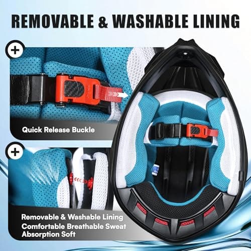 TRIANGLE Adult Dirt Bike Helmet Full Face Motorcycle Helmets with Adjustable Goggles & Gloves - DOT/FMVSS-218 Certified Motocross Helmet for Off-Road ATV BMX UTV