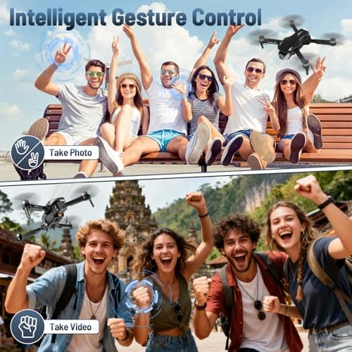 Mini Drone with Camera, 4K HD FPV Drone for Beginners,Brushless Motor, Altitude Hold, Gesture Selfie, One key Return/Emergency Stop,3D Flips, Waypoint Fly, 2 Batteries,Foldable RC Quadcopter.