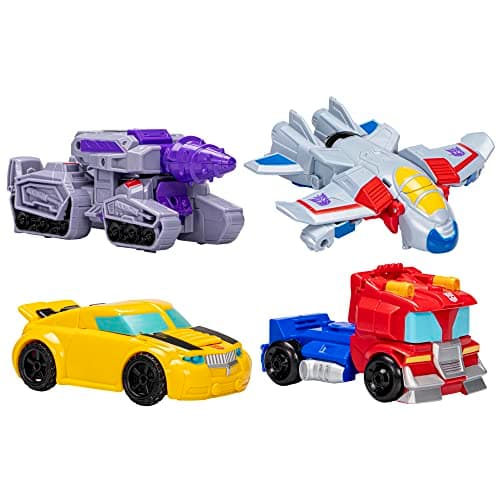 Transformers Toys Heroes vs Villains 4-Pack, Autobot and Decepticon 4.5-Inch Action Figures, Preschool Robot Toys for Kids Ages 3 and Up (Amazon Exclusive)