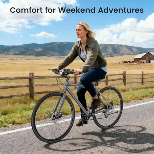 MOONCOOL Hybrid Bike for Men, 700C Aluminum 29LBS Ultra-Light 8-Speed Commuter Bike, 350lb Capacity, 29" Adult Urban Bicycle, Dual Disc Brakes, for Tall Men&Women, 85% Pre-Assembled