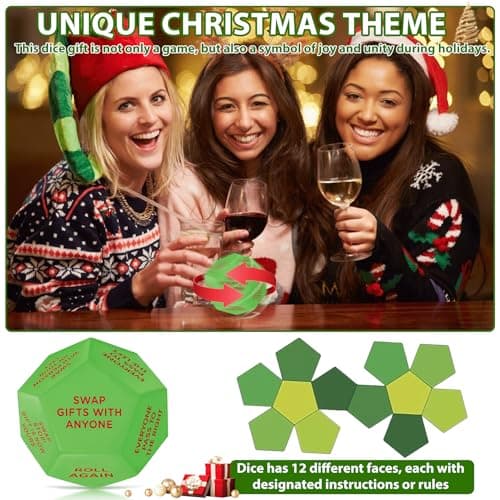 Christmas Ideas Dice Game for Family Party, Suitable for Xmas, Birthdays, Parties, Family and Friends Gatherings Santa Swap Gift Exchange Dice,3 ins Christmas Stocking Stuffers Games B0DN16HXDS