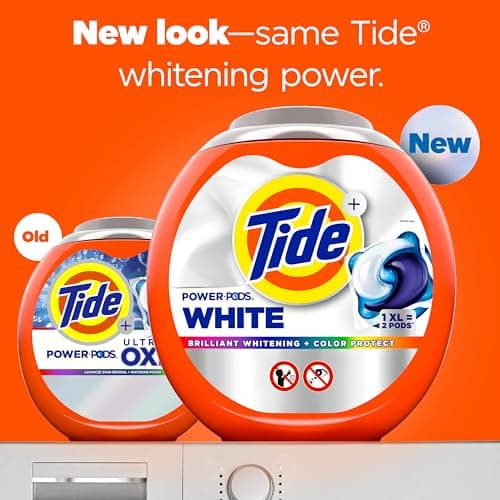 Tide Power PODS White Laundry Detergent Pacs, 45 Count, Brilliant Whitening + Color Protect