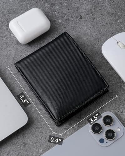 Serovi Mens Genuine Leather Bifold RFID Blocking Wallet with 14 Card Slots, ID Window & 2 Cash Pocket - Includes Gift Box