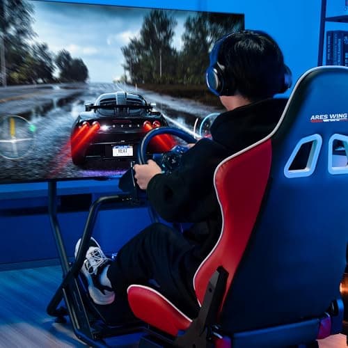 ARES WING Racing Simulator Cockpit with Monitor Mount and Seat, Formula and GT Sim Racing Cockpit Compatible with Fanatec, Thrustmaster, Logitech, Moza Racing Games on PS5, PS4, Xbox and PC