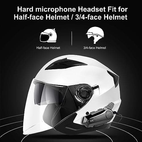 Motorcycle Bluetooth Headset Wireless Helmet 2-Way 400M Intercom Headphone with CVC Noise Cancellation Stereo Music IPX6 Waterproof for Half/Open Face Helmet 2 Pack