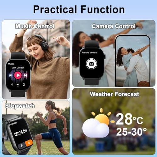 Smart Watch(Answer/Make Call), 1.96" HD Smartwatch for Men Women, 2025 New Fitness Watch with 100+ Sport Modes, Heart Rate/Sleep/SpO2/Calories Monitor, IP68 Waterproof Activity Tracker for Android iOS