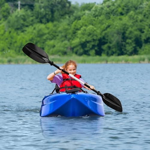 Fishing Kayaks, 12.4FT, 2-3 Person Sit on Top Kayak for Adults with Paddle & Comfortable Seat, Capacity of 600LBS, Hard Shell Recreational Ocean Kayak Boat