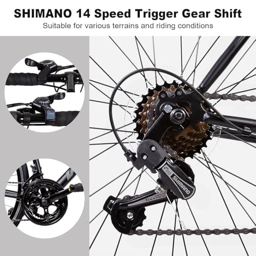 WEIZE Road Bike, 700C Wheel City Commuter Bicycle, 14 Speed Drop Bar, Racing Adult Bike with Caliper Brakes, High-Carbon Steel Hybrid Bikes, Urban Adult Bicycle for Men and Women