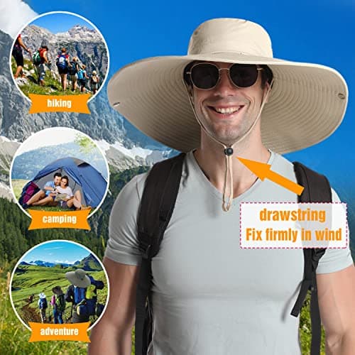 HUAMULAN 6" Super Wide Brim Sun Hats, Men and Women Bucket Hat for Fishing Hiking Garden Lawn Work Safari Camping Outdoor