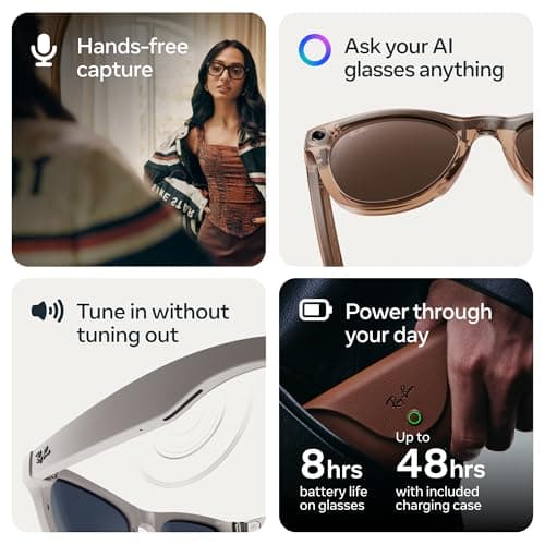 Ray-Ban Meta (Gen 2), Wayfarer, Matte Black | Smart AI Glasses for Men, Women — 2x Battery Life — 3K Ultra HD Resolution — 12 MP Ultra-Wide Camera, Audio, Video — Transitions® Grey Lenses