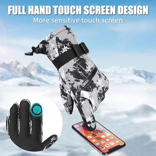 VZVXDW Winter Gloves, Waterproof Thermal Touchscreen Ski Glove, Suit for Ski, Cycling, Hiking, Driving, Typing, Freezer Work