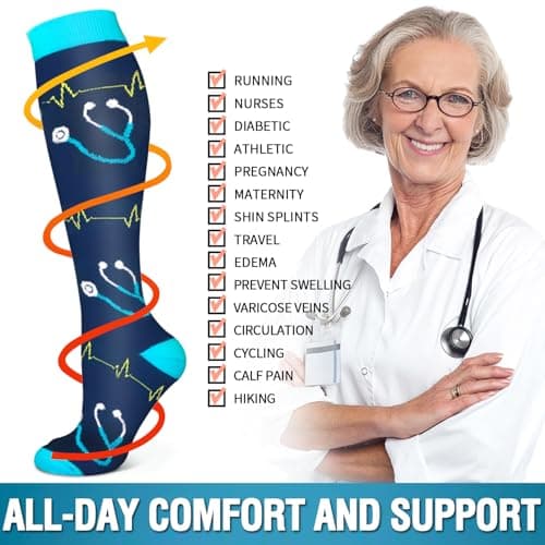 6 Pack Copper Compression Socks for Women and Men Circulation-Best Support for Medical,Running,Nursing,Athletic B082QTVPCM