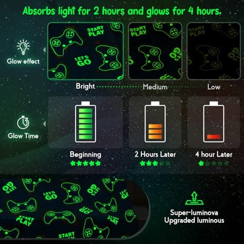 Jekeno Glow in The Dark Gaming Blanket Gamer Game Controller Throw Gift Toys for Kids Boys Teen Son Adults Gamepad Presents Easter Birthday Christmas Bedroom Decor Luminous Blanket Grey 50"x60" B09SHJYVGC