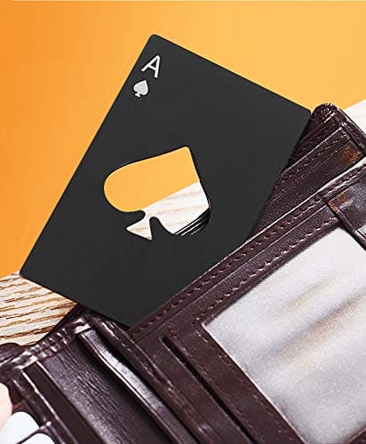 Wine Bottle Opener Stainless Steel Credit Card Size Casino Beer Bottle Opener Cap Opener for Your Wallet Wedding Party Groomsmen Bridesmaid Gifts 6 Pcs (Black)