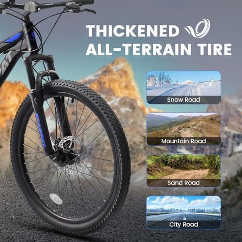 Mountain Bike 24 26 27.5 Inch, Dual Full Suspension Mens Womens Bike, 21 Speeds Dual Disc Brake Carbon Steel Bike, Boys Mens Mountain Bike for School Work Summer Camping, Birthday Gift Choice