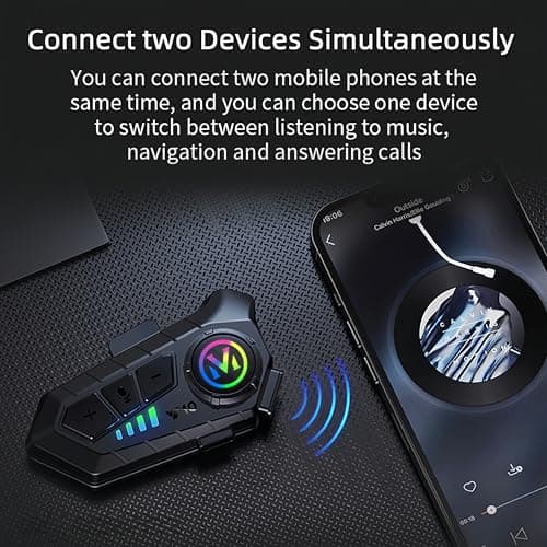 Motorcycle Helmet Bluetooth Headset Speakers with HiFi Sound,Noise Cancellation,1000mAh Battery,25 Hours Use,Boom Mircrophone,Easy to Install Use with Golves,IPX6 Waterproof,Voice Assistant
