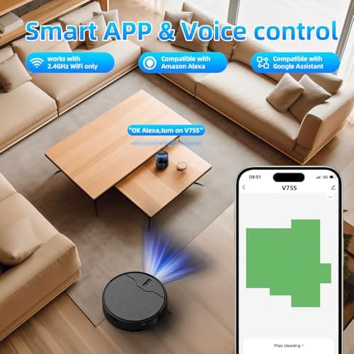 Robot Vacuum and Mop Combo, Robot Vacuum Cleaner, 6 Cleaning Modes, Large Capacity Water Tank Dustbin, Self-Charging, WiFi/App/Alexa, Ideal for Hard Floor, Carpet, Pet Hair