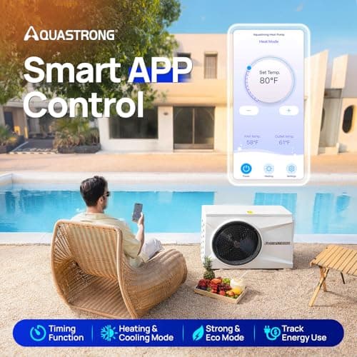 AQUASTRONG Inverter Swimming Pool Heat Pump,Pool Heater for Above Ground and Inground Pool Heating and Cooling Pool Heater, Smart WiFi Control Pools Up to, 26000 Gallons